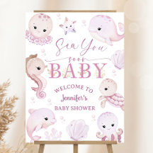 Sea You Soon Baby Shower Pink Ocean Animal Welcome