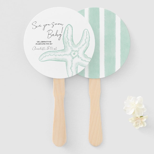 Sea You Soon Baby Shower Set of Fans (Front and Back)