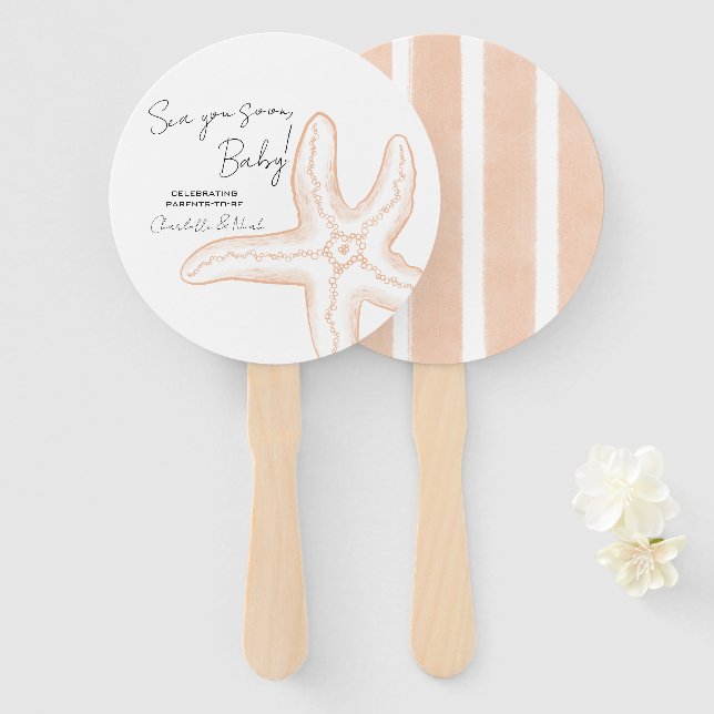 Sea You Soon Baby Shower Set of Fans (Front and Back)