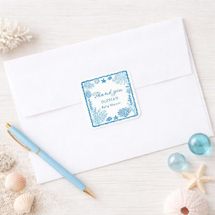 Sea You Soon Baby Shower Square Sticker