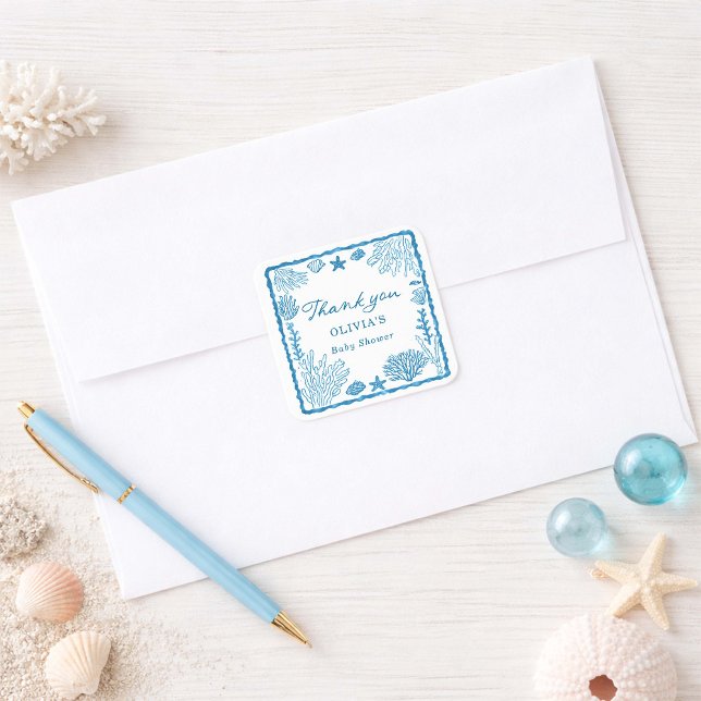 Sea You Soon Baby Shower  Square Sticker (Creator Uploaded)