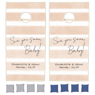 Sea You Soon Baby Shower Striped Cornhole Set