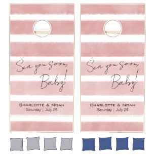 Sea You Soon Baby Shower Striped Cornhole Set