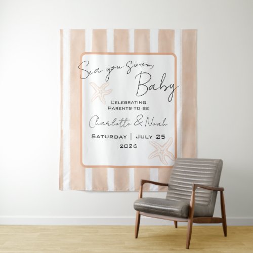 Sea You Soon Baby Shower Vertical Stripes Backdrop
