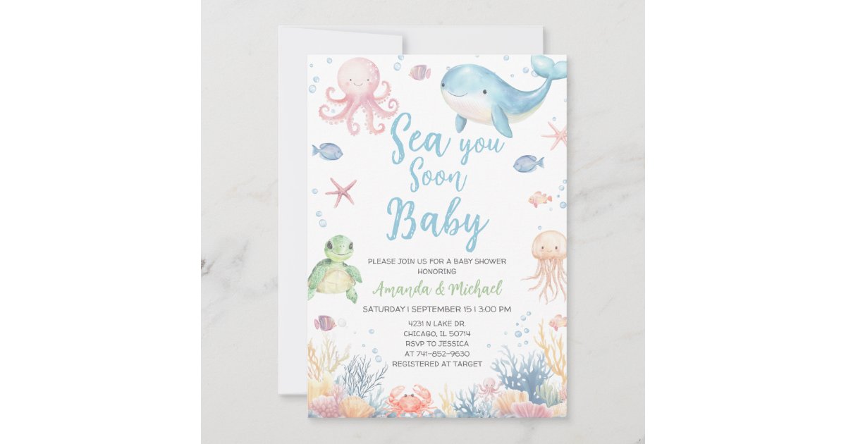 Sea You Soon Baby Under the Sea Baby Shower Invitation | Zazzle