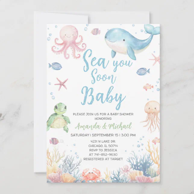 Sea You Soon Baby Under the Sea Baby Shower Invitation | Zazzle