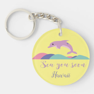 Sea You Soon Beach Vacation Summer Motivation Keychain