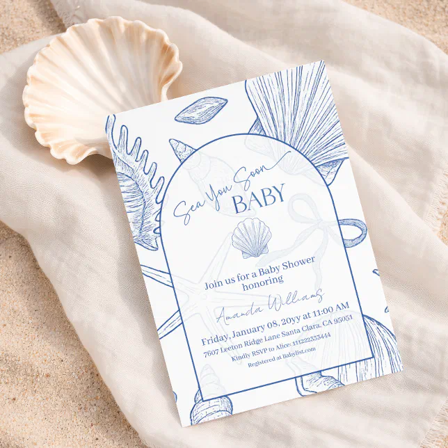 Sea You Soon Blue Boy Under The Baby Shower Invitation | Zazzle