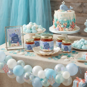 Sea You Soon blue boy watercolor sea animals Honey Jar Favors