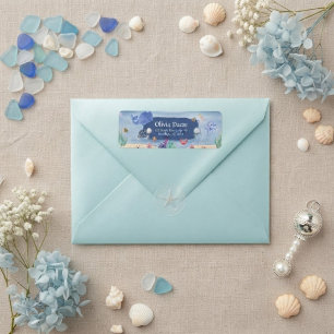 Sea You Soon blue boy whale starfish turtle Baby Label