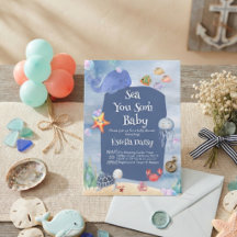 Sea You Soon blue Ocean Animals Baby Shower