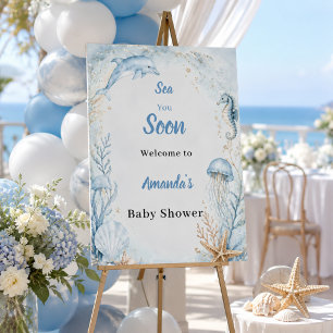 Sea You Soon Blue Welcome Baby Shower Foam Board
