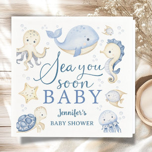 Sea You Soon Boy Baby Shower Blue Ocean  Napkins