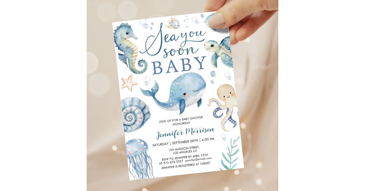 Sea You Soon Boy Baby Shower Invitation | Zazzle