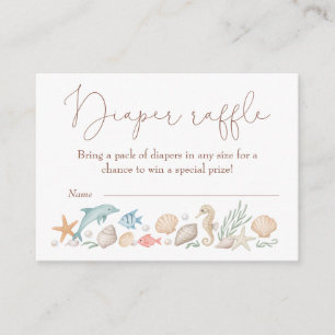 Sea You Soon Coastal Baby Shower Diaper Raffle Enclosure Card