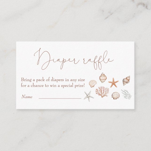 Sea You Soon Coastal Baby Shower Diaper Raffle Enclosure Card (Front)