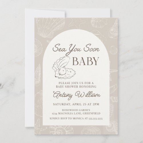 Sea You Soon Coastal Baby Shower Invitation