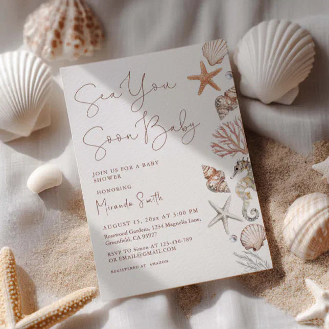Sea You Soon Coastal Baby Shower Invitation | Zazzle