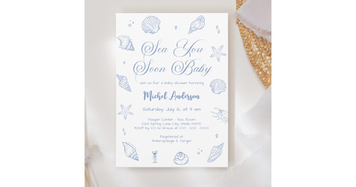 Sea You Soon Coastal Baby Shower Invitation | Zazzle