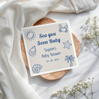 Sea You Soon Coastal Baby Shower Napkins