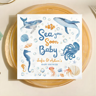 Sea You Soon Coastal Baby Shower Napkins