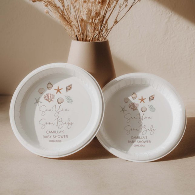 Sea You Soon Coastal Baby Shower  Paper Plates (Creator Uploaded)