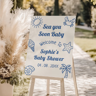 Sea You Soon Coastal Baby Shower Welcome Sign     