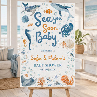 Sea You Soon Coastal Baby Shower Welcome Sign