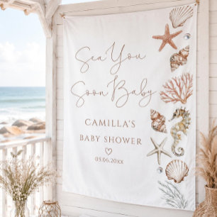 Sea You Soon Coastal Boho Baby Shower Backdrop