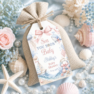 Sea You Soon Coastal Girl Baby Baby Shower Gift Tags