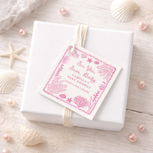 Sea You Soon Coastal Girl Baby Shower Favor Tags