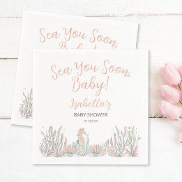 Sea You Soon Cute Hand Drawn Baby Shower Napkins