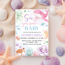 Sea You Soon Cute Ocean Animals Baby Shower