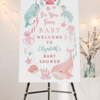 Sea You Soon Cute Ocean Animals Girl Baby Shower