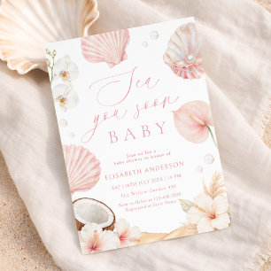 Sea You Soon Girl Baby Shower Invitation