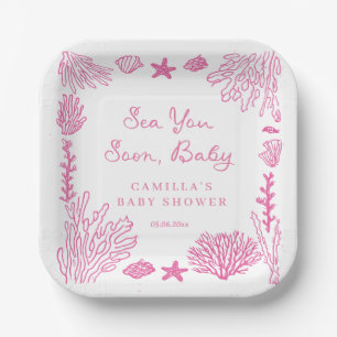 Sea You Soon Girl Baby Shower Paper Plates