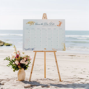 Sea You Soon Guess the Due Date Baby Shower Game Foam Board