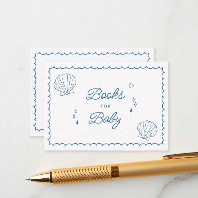 Sea You Soon Hand Drawn Baby Shower Books for Baby Enclosure Card (Front/Back In Situ)