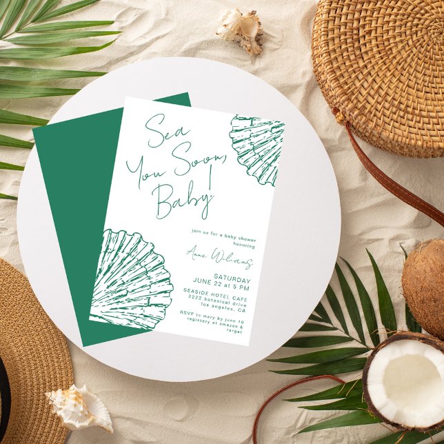 Sea You Soon Marine Blue Coastal Baby Shower Invitation (Creator Uploaded)