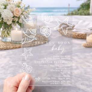 Sea You Soon Nautical Coastal Beach Baby Shower Acrylic Invitations