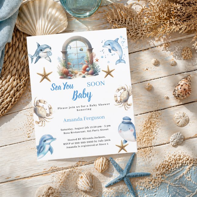 Sea You Soon ocean animals Baby Shower invitation (Creator Uploaded)