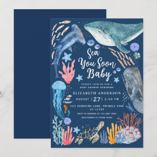 Sea You Soon Ocean Animals Boy Baby Shower Invitat Invitation