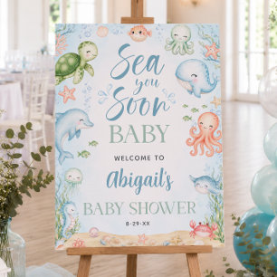 Sea You Soon Ocean Baby Shower 18x24 Welcome Sign