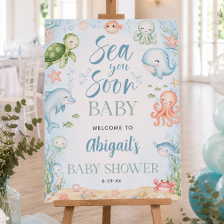 Sea You Soon Ocean Baby Shower 18x24 Welcome Sign
