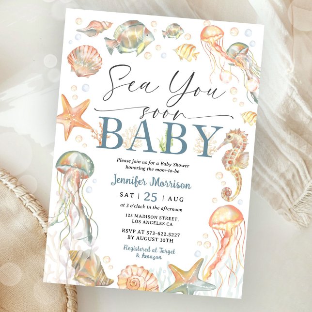 Sea You Soon Ocean Baby Shower Gender Neutral  Invitation (Creator Uploaded)