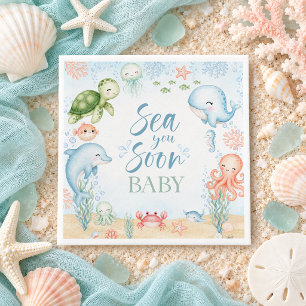 Sea You Soon Ocean Baby Shower Luncheon Napkins