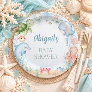 Sea You Soon Ocean Baby Shower Paper Plates