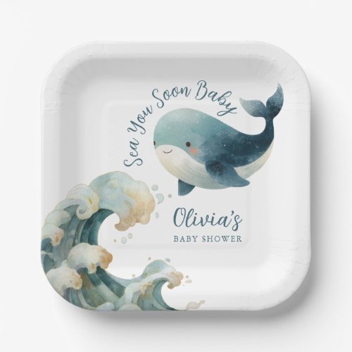 Sea You Soon Ocean Whale Teal White Baby Shower