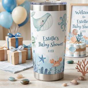 Sea You Soon Octopus Seahorse Crab Baby Shower Insulated Tumbler