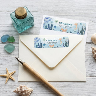 Sea You Soon Octopus Seahorse Starfish Baby Shower Label